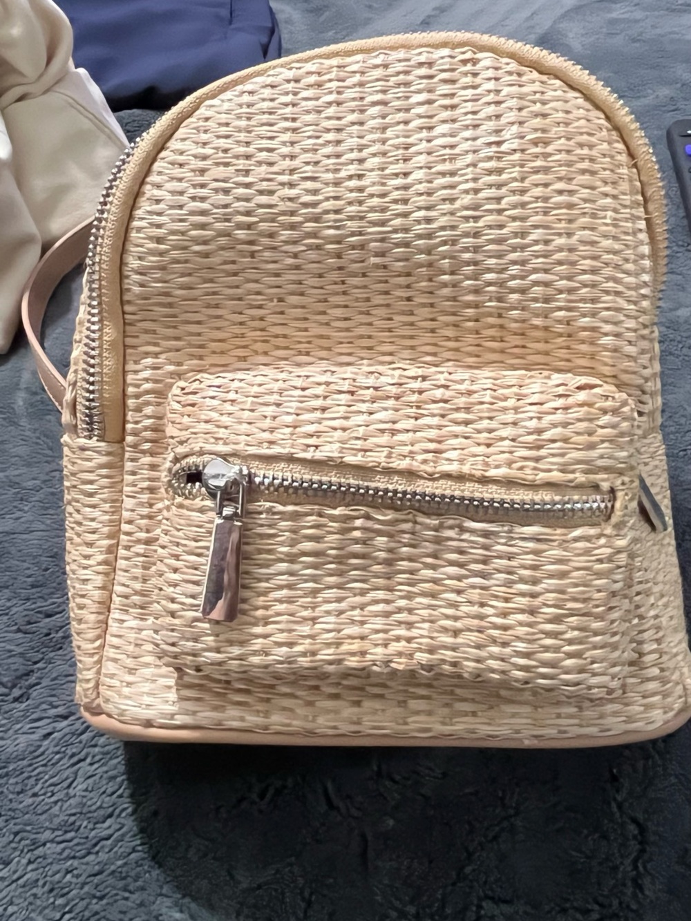 Forever 21 Woven Straw Backpack in Natural Beige